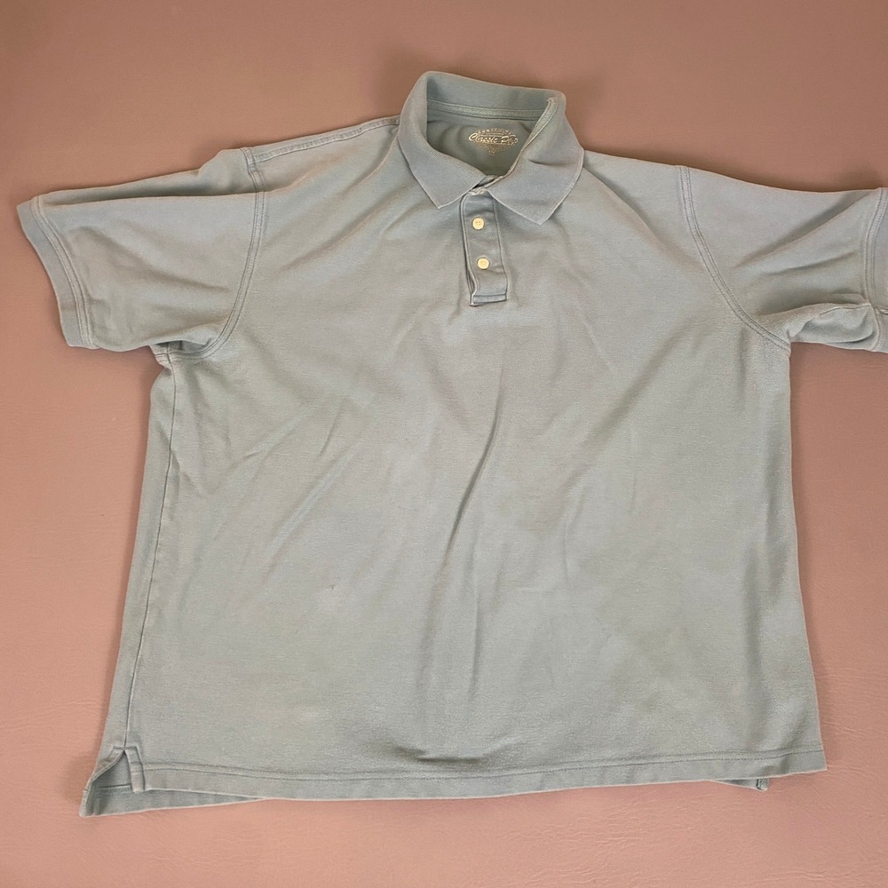 Consensus Classic Polo Shirt Men's XL Light Blue 100% Cotton Pique Short Sleeve*